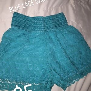blue lace shorts
